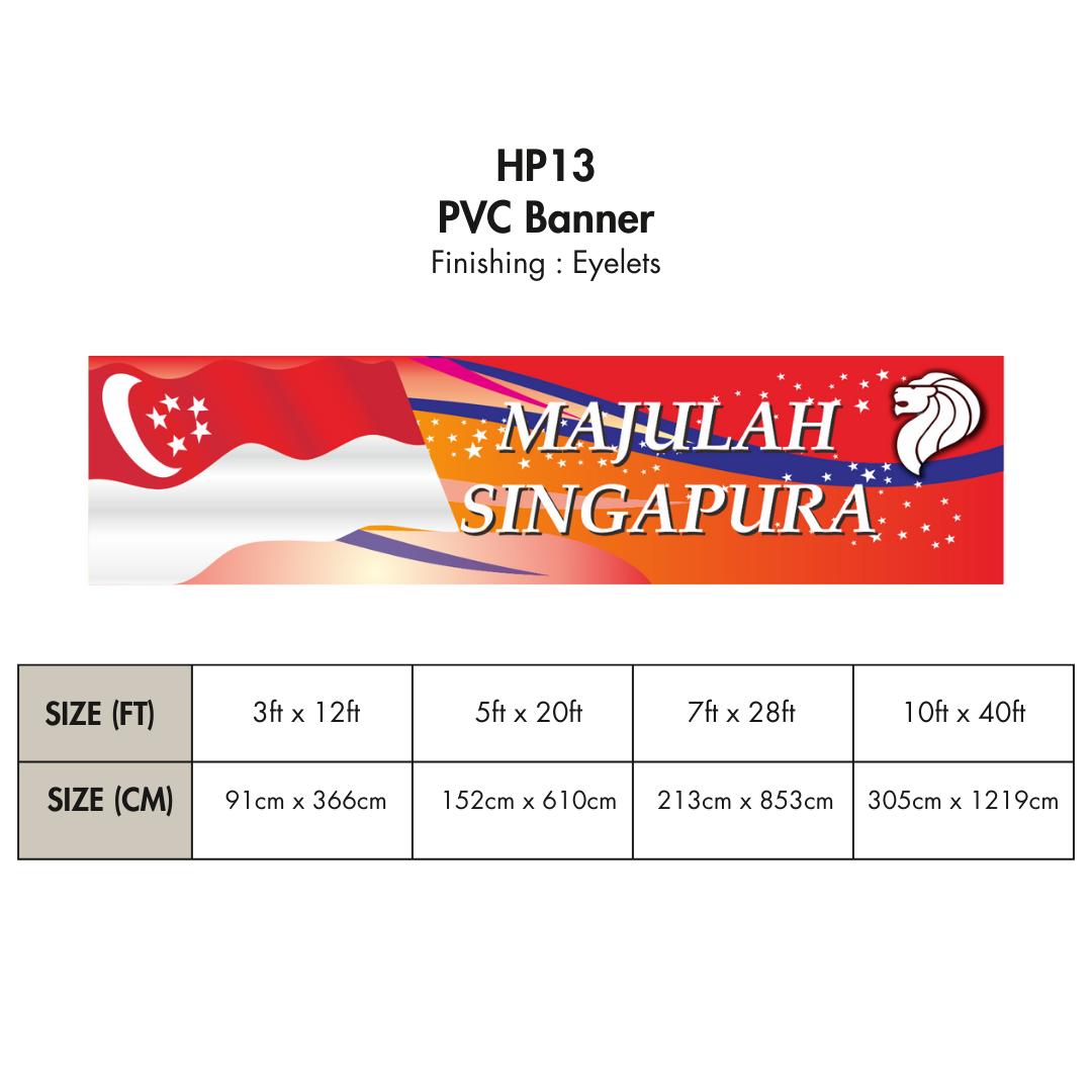HP | PVC Horizontal Banner for Singapore National Day / Various Sizes
