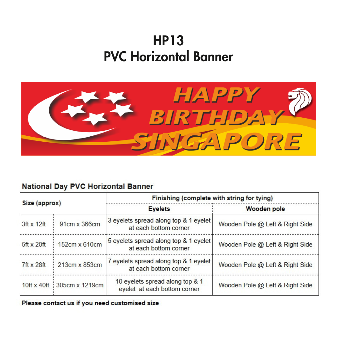 HP | PVC Horizontal Banner for Singapore National Day / Various Sizes / NDP 2025