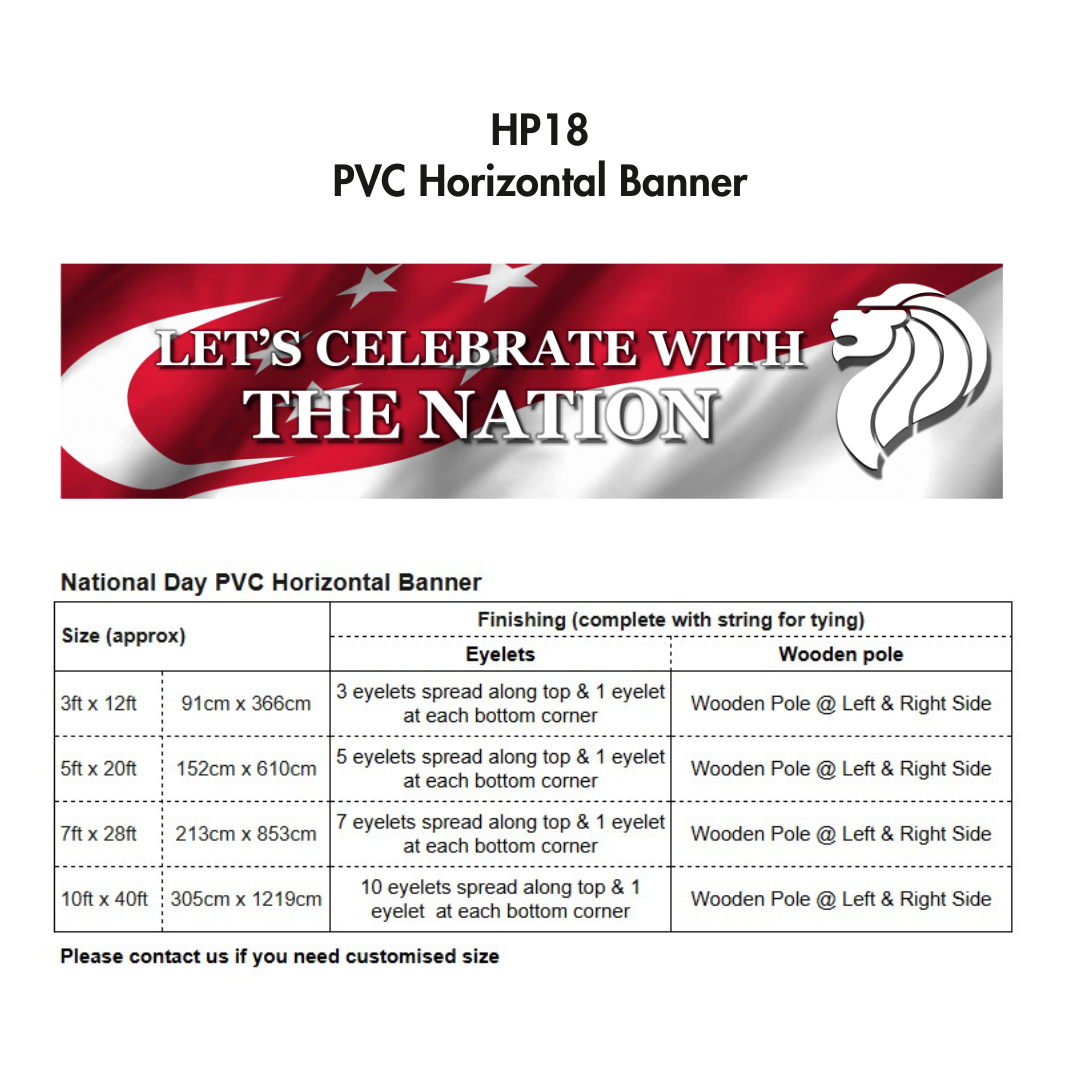 HP | PVC Horizontal Banner for Singapore National Day / Various Sizes / NDP 2025