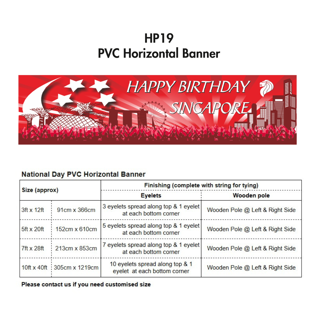 HP | PVC Horizontal Banner for Singapore National Day / Various Sizes / NDP 2025