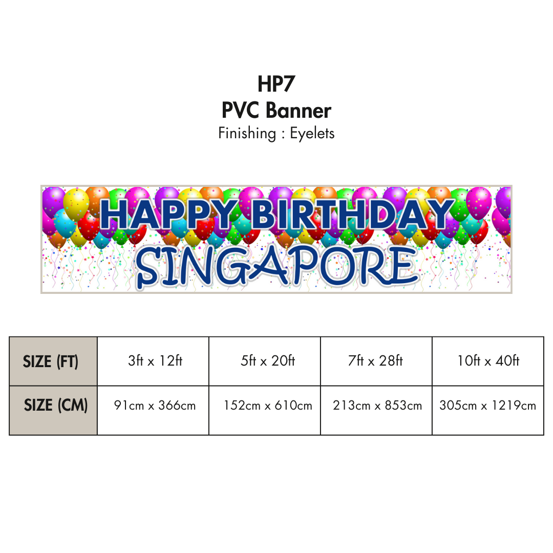 HP | PVC Horizontal Banner for Singapore National Day / Various Sizes