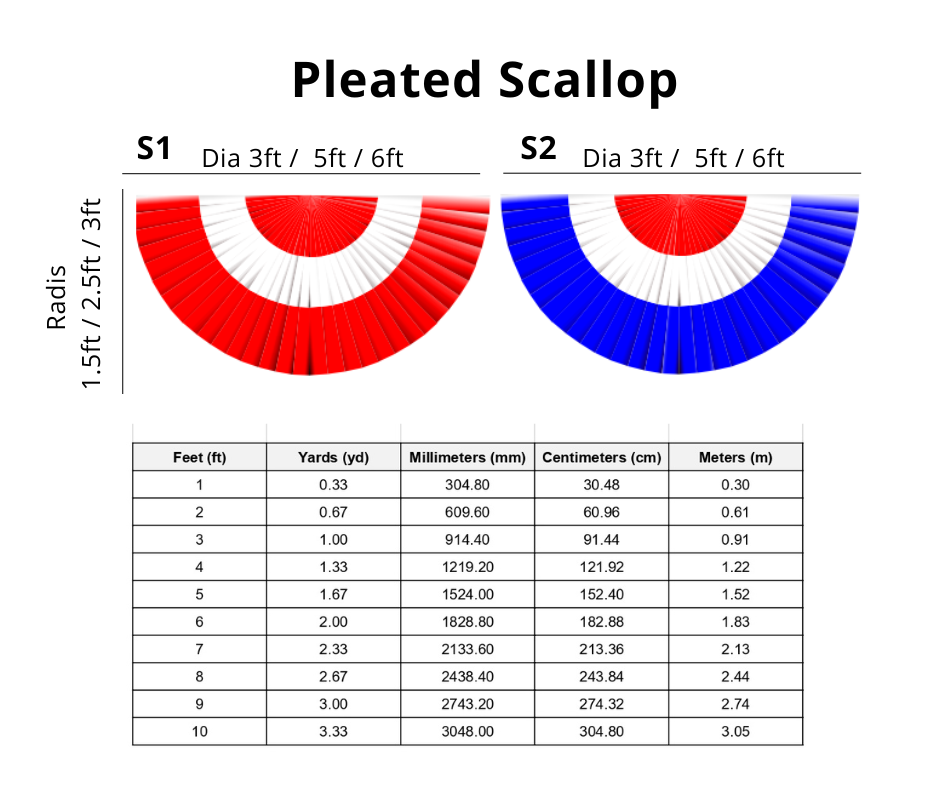 NDP 2025 S1 / S2 Pleated Scallop / Semi Half Circle Display