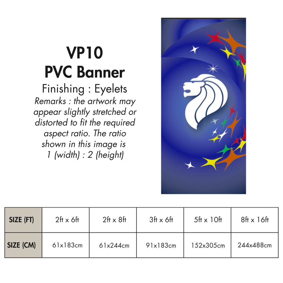 VP | PVC Vertical Banner for Singapore National Day | Various Sizes