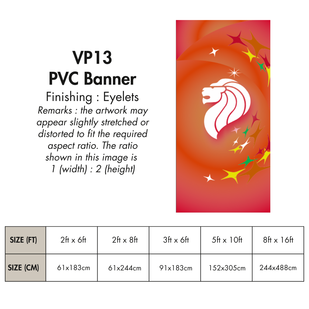 VP | PVC Vertical Banner for Singapore National Day | Various Sizes