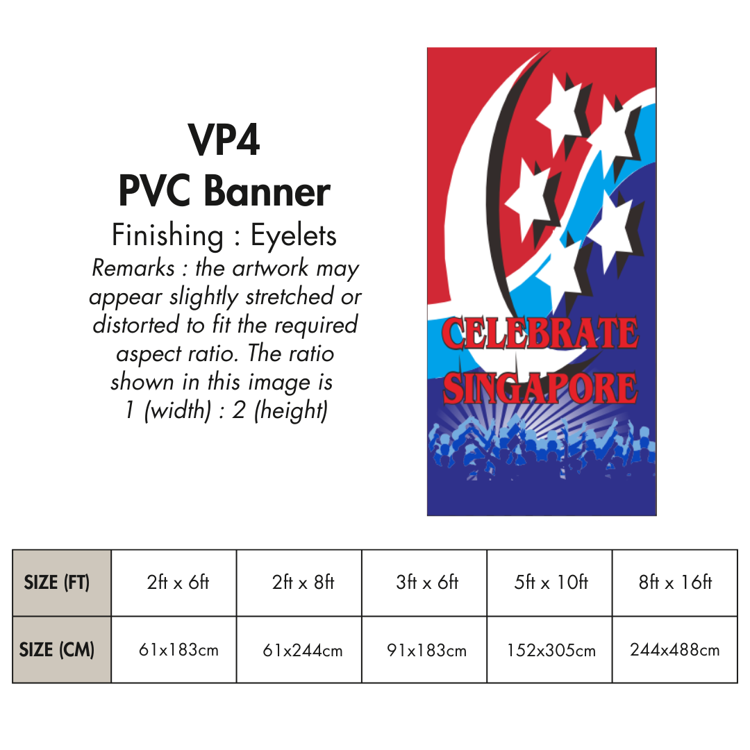 VP | PVC Vertical Banner for Singapore National Day | Various Sizes
