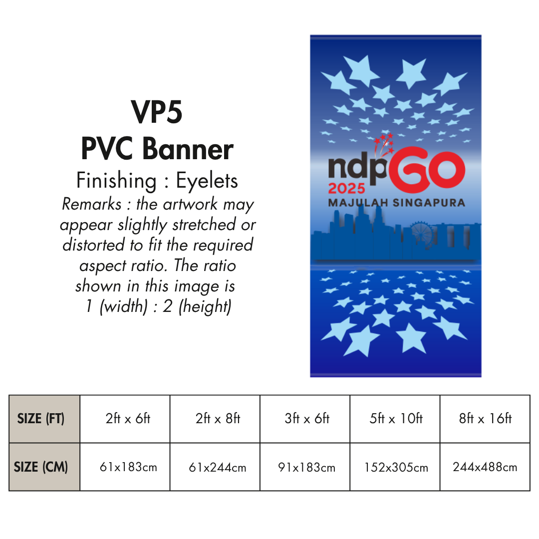 NDP 2025 VP | PVC Vertical Banner for Singapore National Day