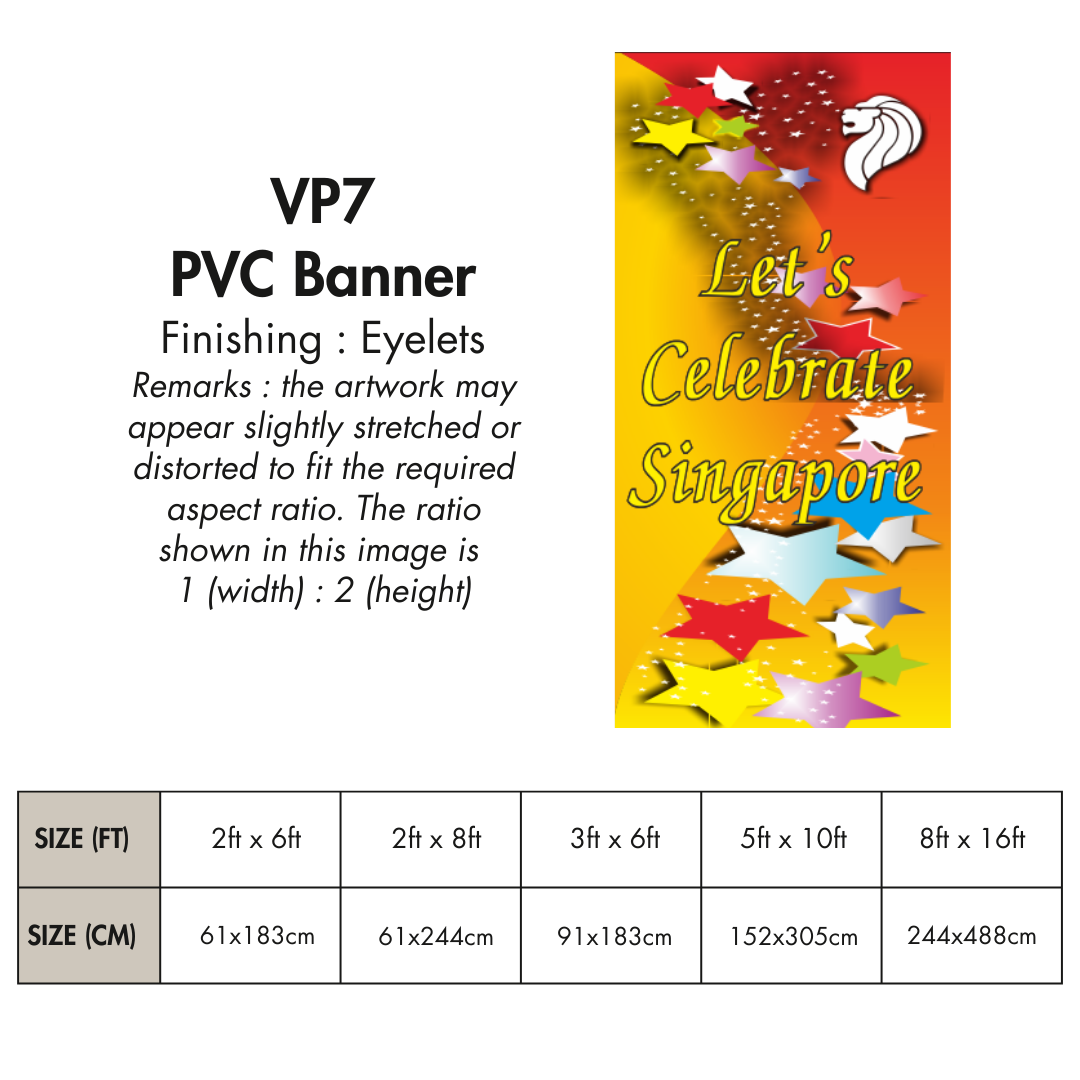 VP | PVC Vertical Banner for Singapore National Day | Various Sizes