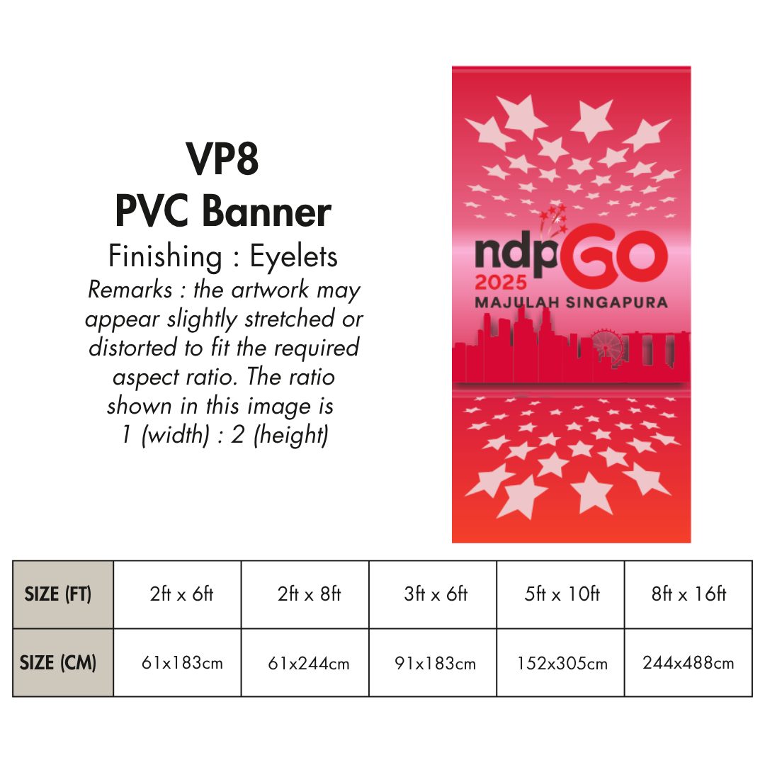 NDP 2025 VP | PVC Vertical Banner for Singapore National Day