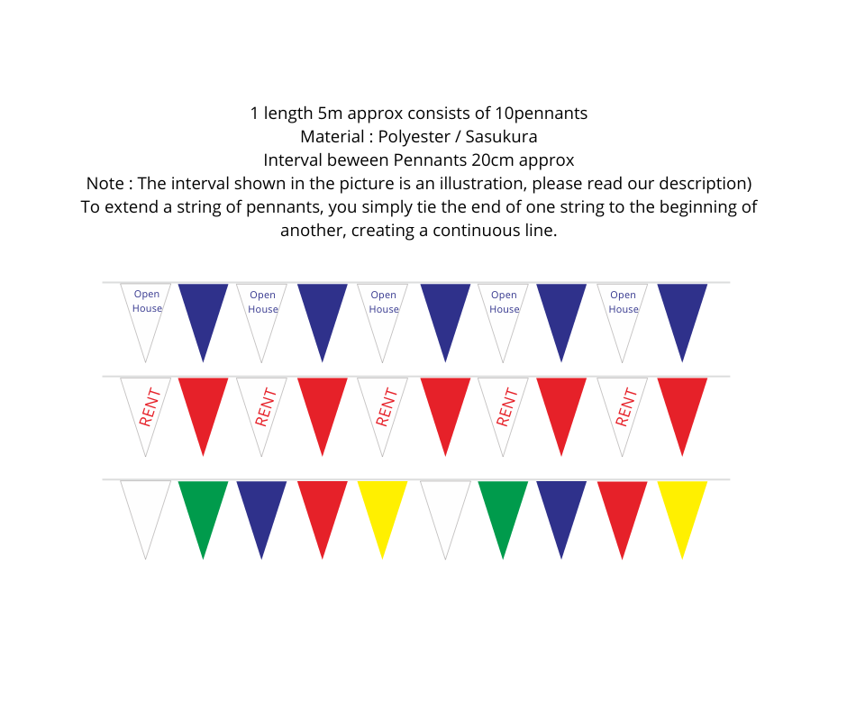 Rent, Sale, Open House, Celebration Triangular Pennants / Buntings Banners