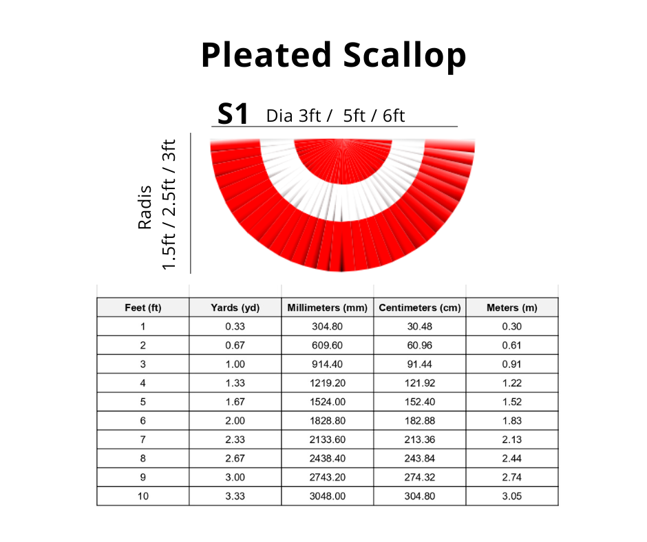 NDP 2025 S1 / S2 Pleated Scallop / Semi Half Circle Display