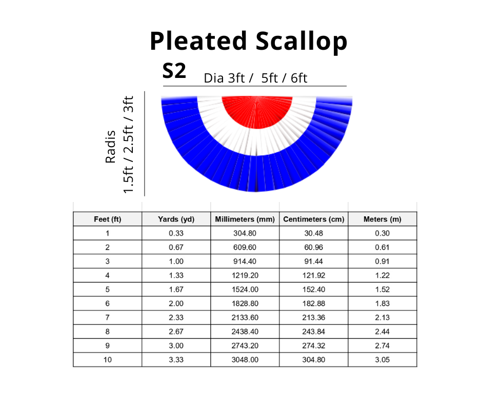 NDP 2025 S1 / S2 Pleated Scallop / Semi Half Circle Display