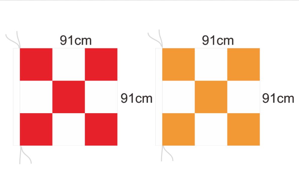 36" x 36" Red & White or Orange & White Chequered Flag Safety Flag Construction Flag Airport Flag APF2G