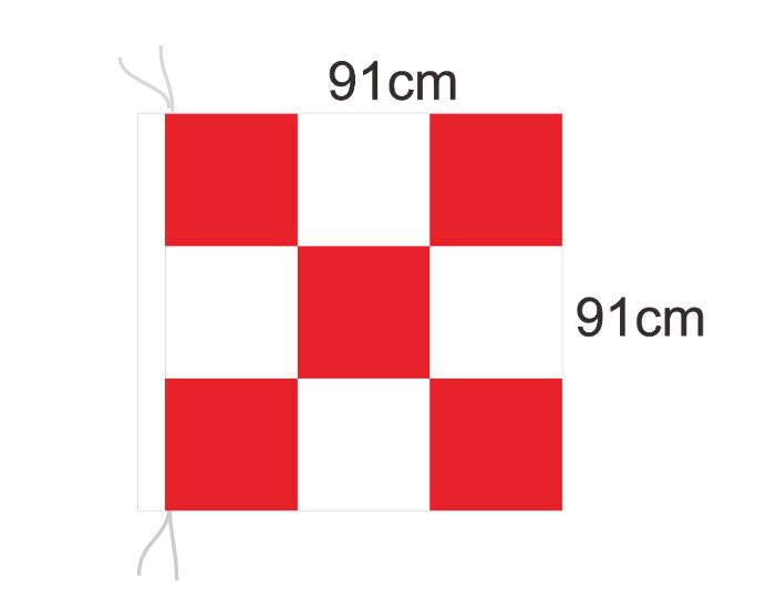 36" x 36" Red & White or Orange & White Chequered Flag Safety Flag Construction Flag Airport Flag APF2G