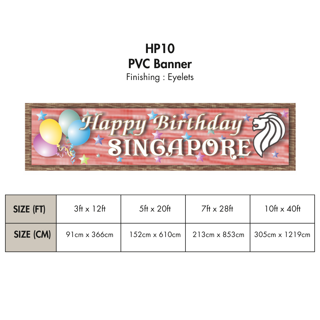 HP | PVC Horizontal Banner for Singapore National Day / Various Sizes