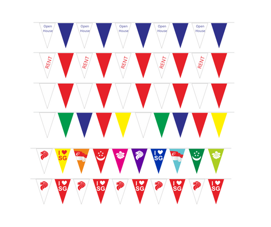 Triangular Pennants / Buntings / Rent, Sale, Open House, National Day Decorations, Celebration