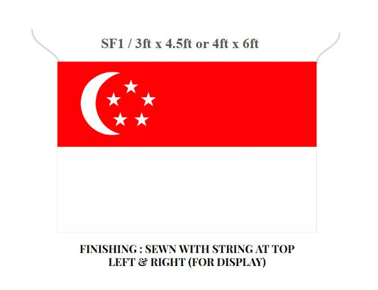 SF1 | Singapore Flag  State Flag  | Polyester Material  | 2 Sizes