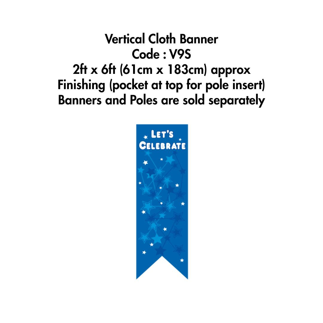 V9-V12 (6ft) Vertical Cloth Banner | National Day Decorative Banner Bunting   56cm x 183cm (2ft x 6ft approx) | NDP 2025