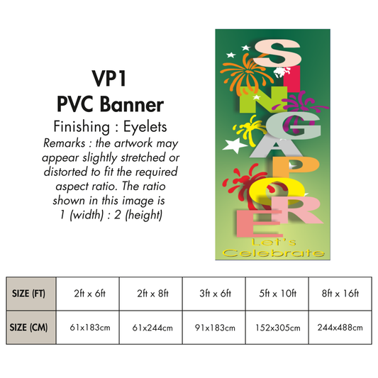 VP | PVC Vertical Banner for Singapore National Day |  Various Sizes