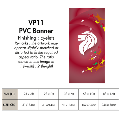 VP | PVC Vertical Banner for Singapore National Day |  Various Sizes