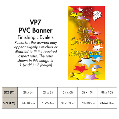 VP | PVC Vertical Banner for Singapore National Day |  Various Sizes