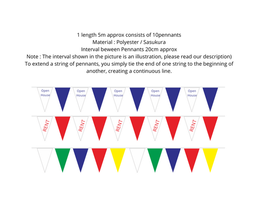 Rent, Sale, Open House, Celebration Triangular Pennants / Buntings Banners