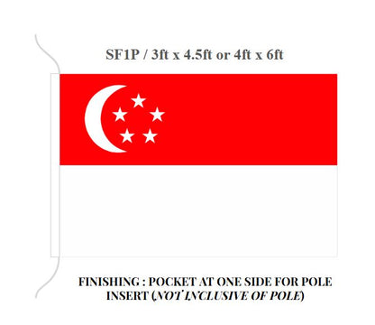 SF1 / 3 英尺 x 4.5 英尺或 4 英尺 x 6 英尺新加坡国旗涤纶
